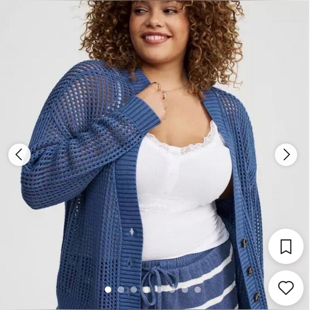 NWT Torrid Size 2 Blue Open-Knit Cardigan